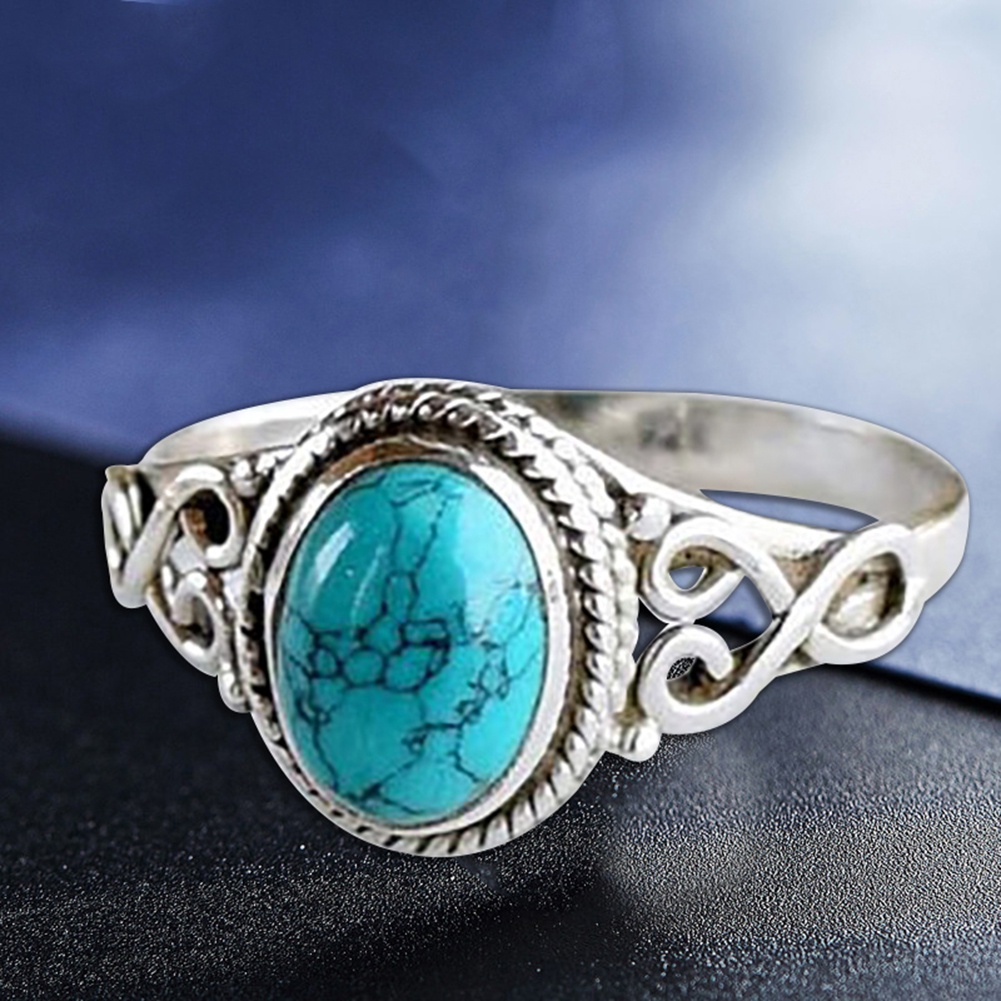 Hu Hu Hu Hu Hu Alat Bantu Pasang Kacamata♡ Cincin Batu Permata Turquoise Alami Antik Vintage Untuk Hadiah Pernikahan