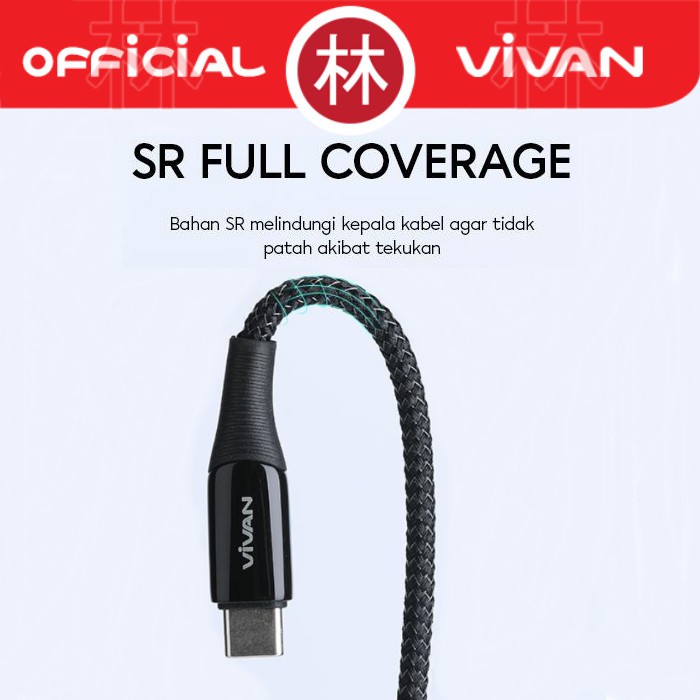 Vivan VIC100 Data Cable Type-C 40W Quick Charging 5A With LED Display