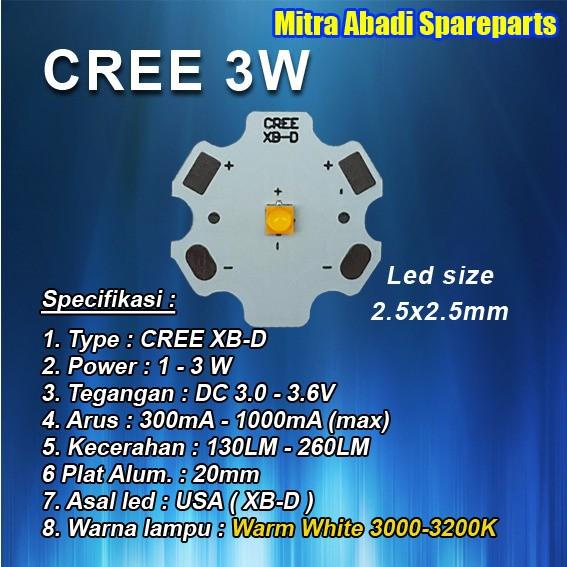 HPL 3W/High Power LED 3 Watt CREE XB-D Warm White diameter 20mm