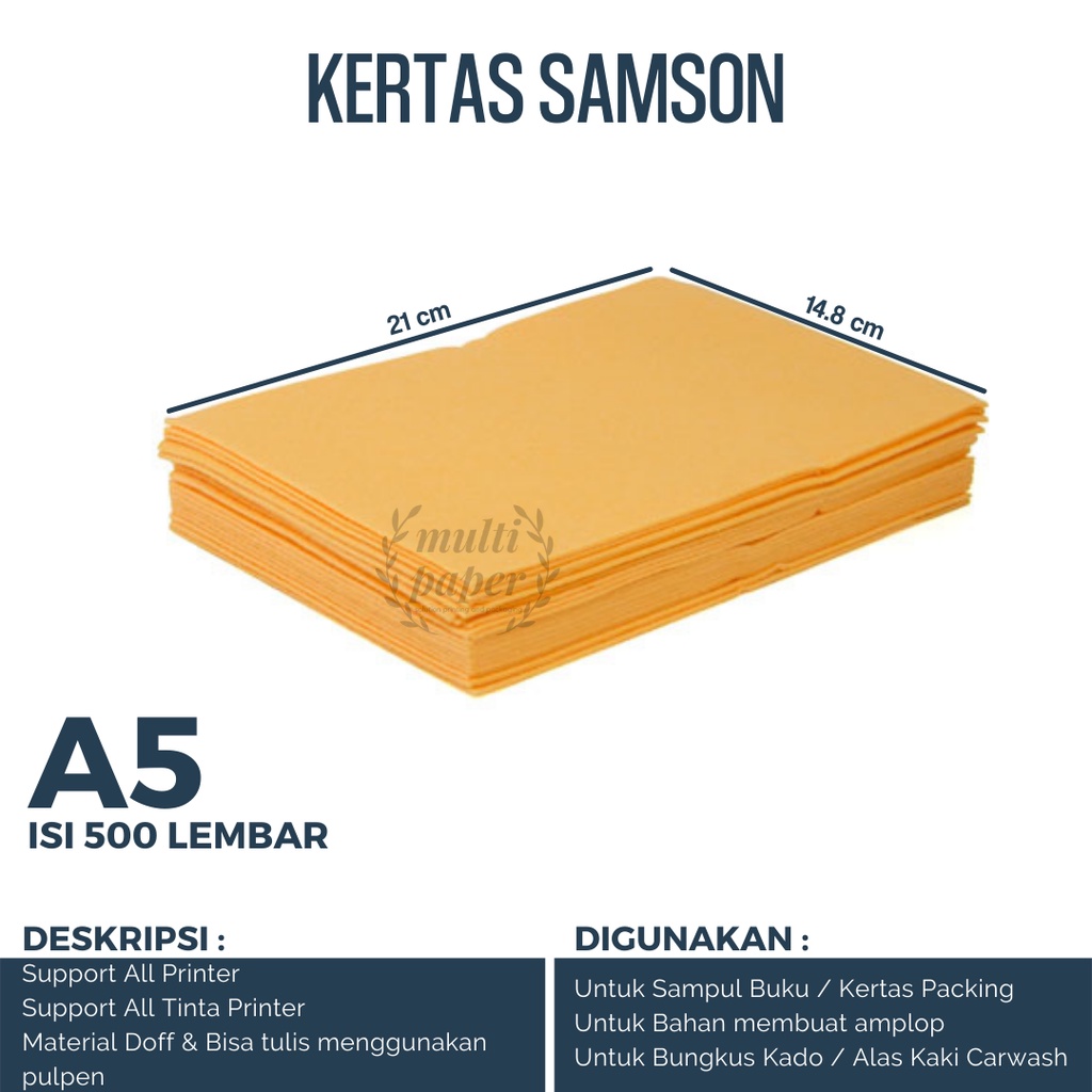 

Kertas A5 Coklat Samson isi 500 lembar / Kertas Coklat A5 / Kertas Samson A5