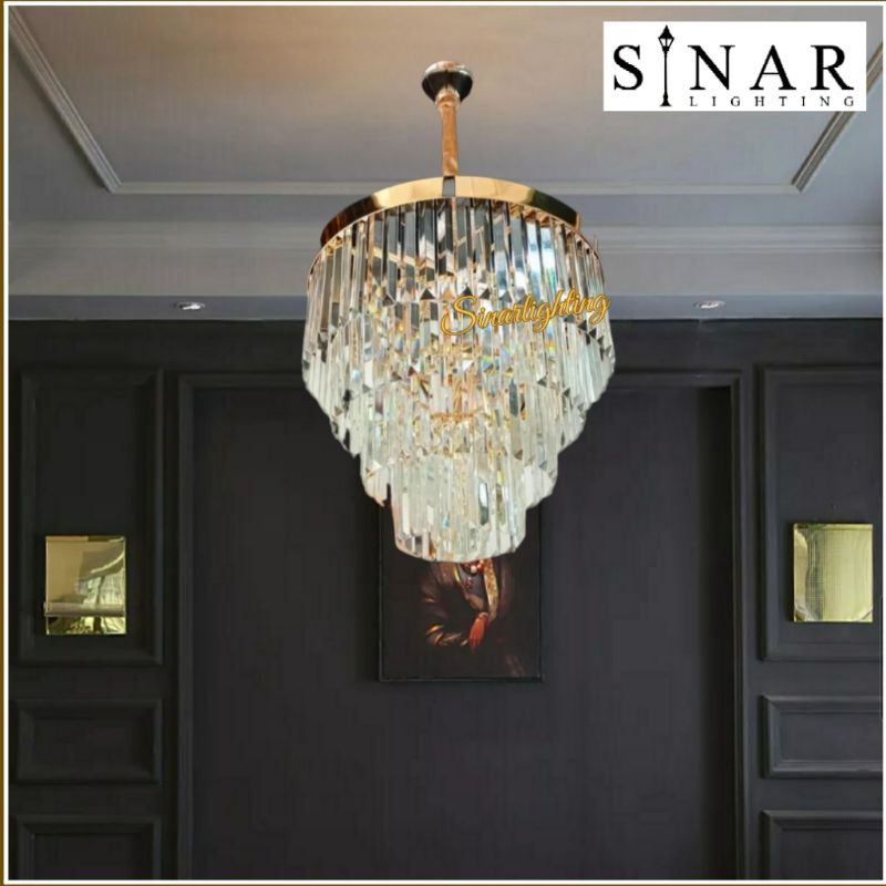 Lampu gantung kristal modern piramid 18366/50