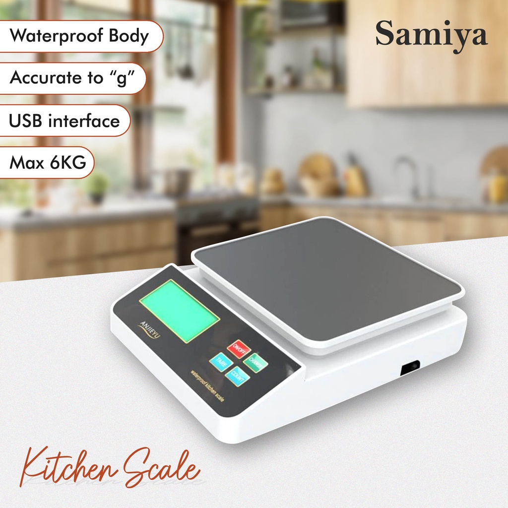 timbangan dapur USB anti air 6kg / kitchen coffee drip scale water proof / timbangan kopi waterproof
