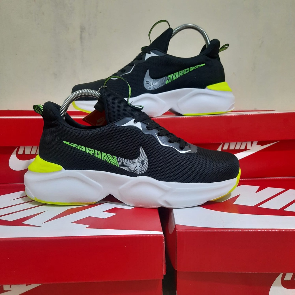 promo,,, Nike_ jordan sol warna [hitam stabilo]-sepatu pria impor model terbaru-casual slip on