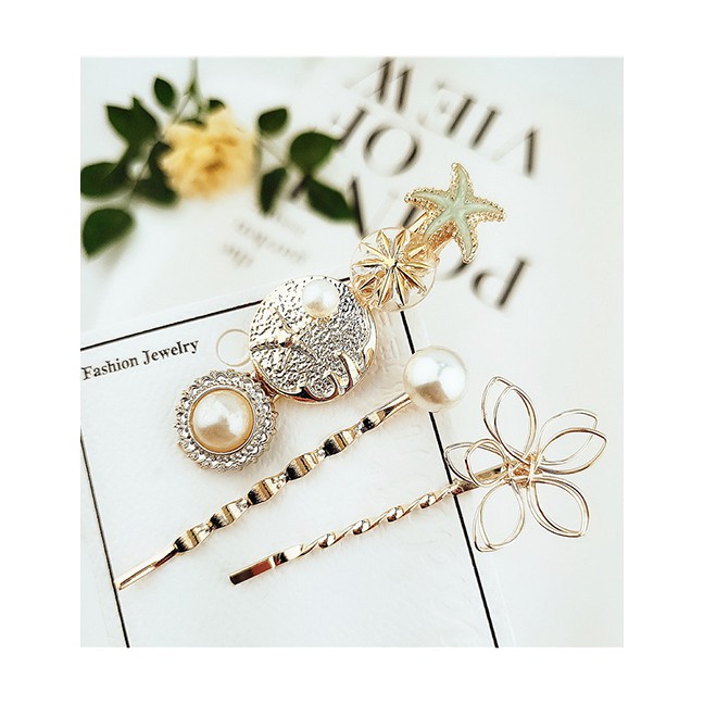 LRC Jepit Rambut Fashio Alloy Pearl Hairpin Combination F5736X