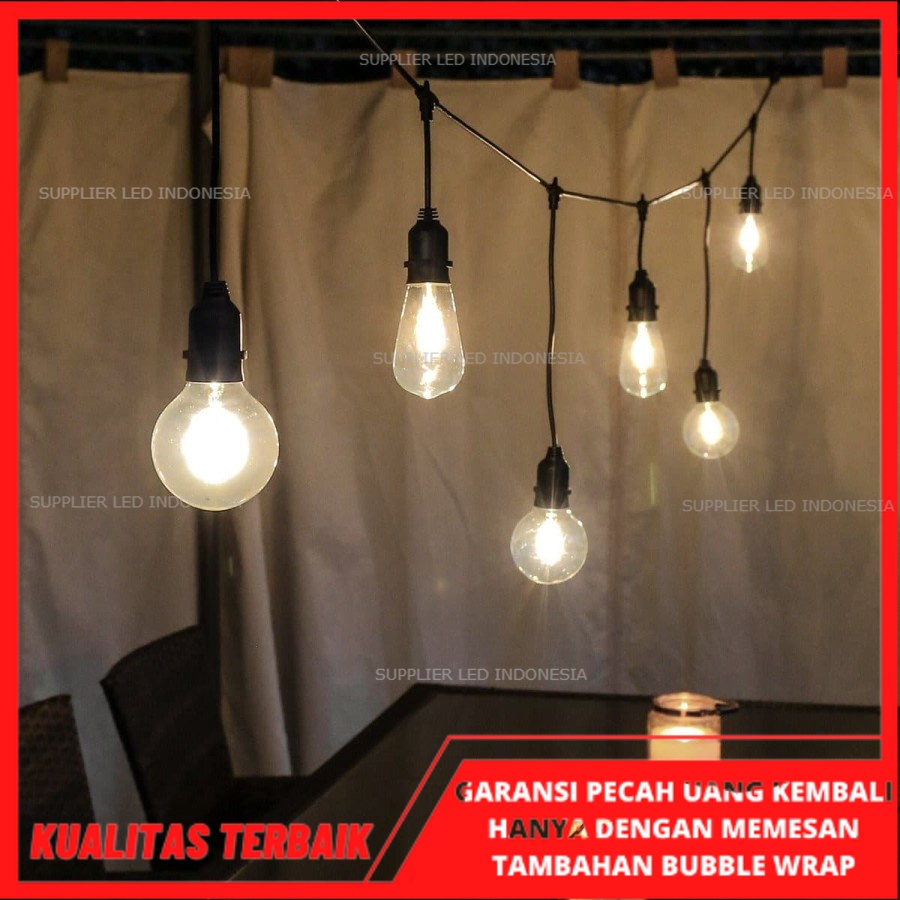 Kabel Lampu Gantung Naik Turun / Fitting Gantung Outdoor Up Down Panjang Pendek 10 M 10M 10 Meter JARAK ANTAR FITING 1 METER