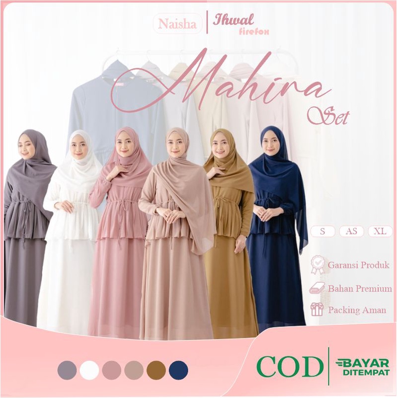 Naisha - Jilbab Wanita/Gamis Wanita - Mahira Set + Pashmina Ceruty / Gamis Set Jilbab / Mahira Dress