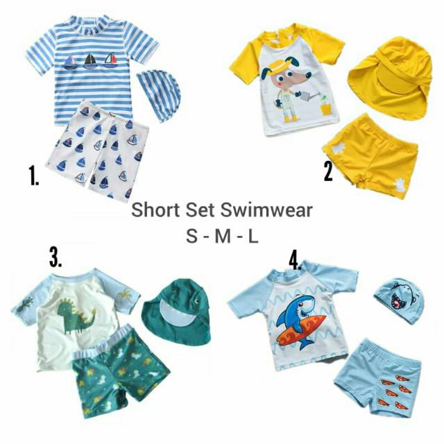 Baju renang anak baby swimwear/ baju renang import dino shark/ baju renang baby