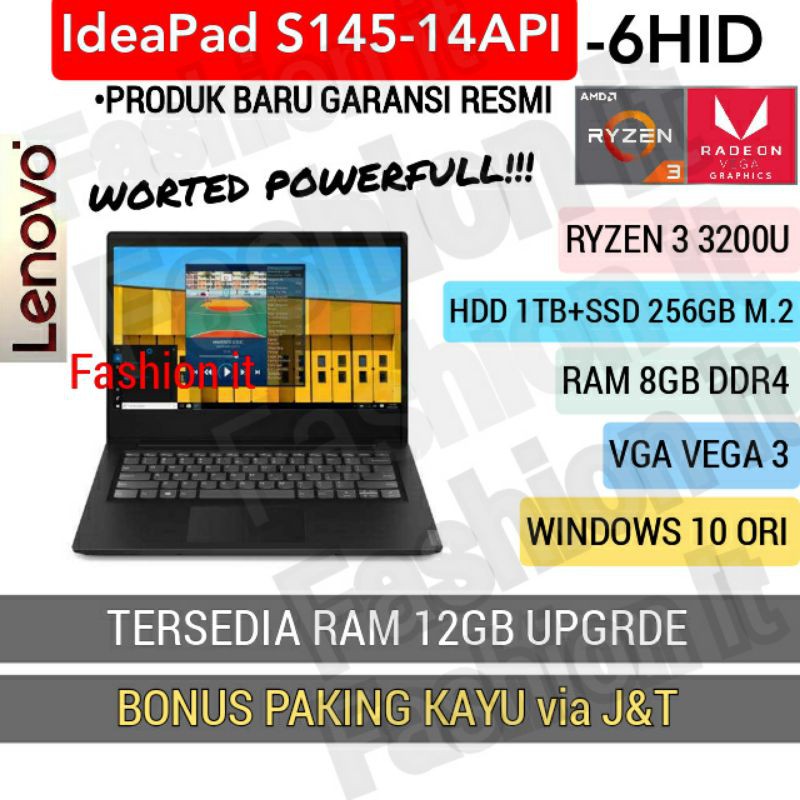 LAPTOP LENOVO IDEAPAD S145 14API-AMD RYZEN 3 3200U-8GB-1TB+SSD 256GB-WINDOWS 10 ORI