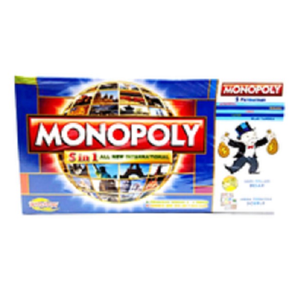 Mainan Monopoli 5 in 1 (Monopoli, Halma, Catur, Ular Tangga, Ludo)