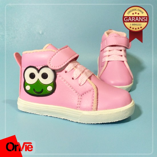 Sepatu Boots Anak Perempuan Motif Keroppi Karet 3D | Sepatu Kids Onvie