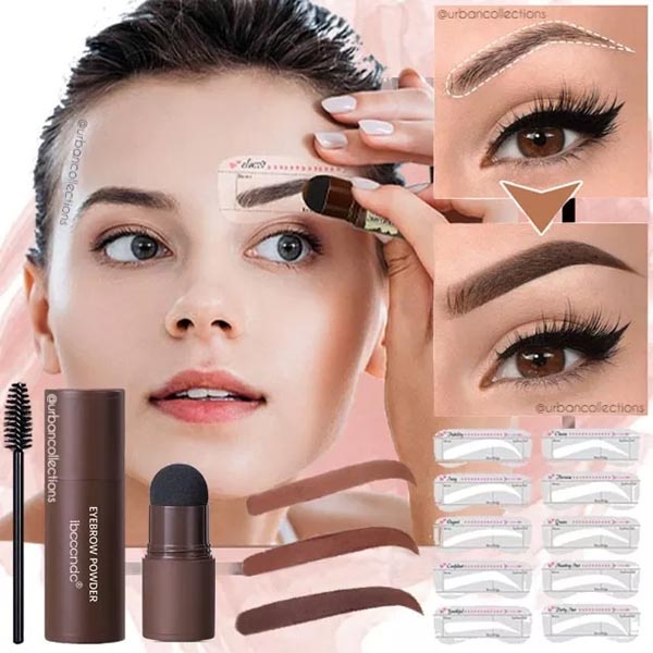 Ibcccndc Cetakan Alis Instan Bedak Alis Eyebrow Powder Eyebrow Stamp Alis Stempel Alis Waterproof dengan 10 Model Cetakan Alis_Cerianti