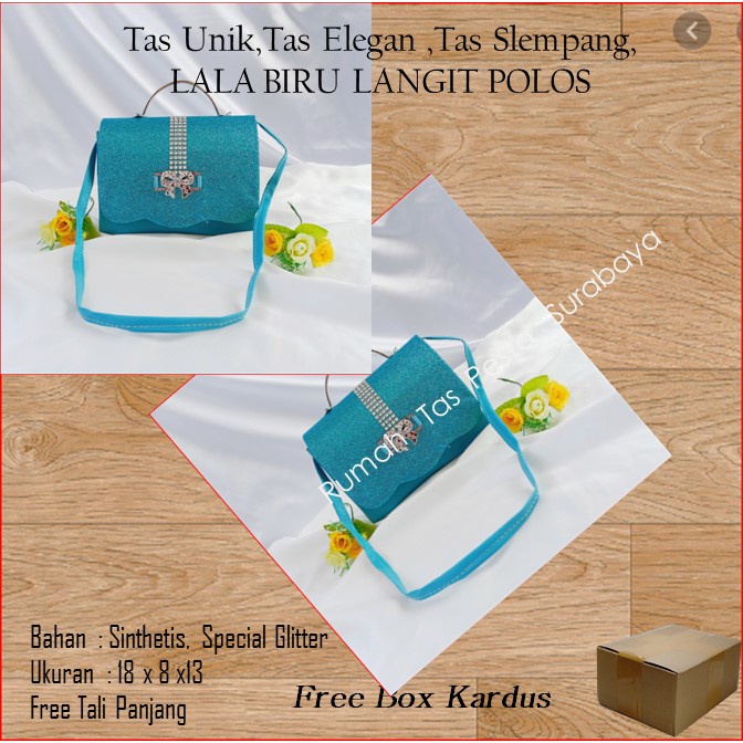 Tas Unik,Tas Elegan ,Tas Slempang,LALA BIRU LANGIT POLOS