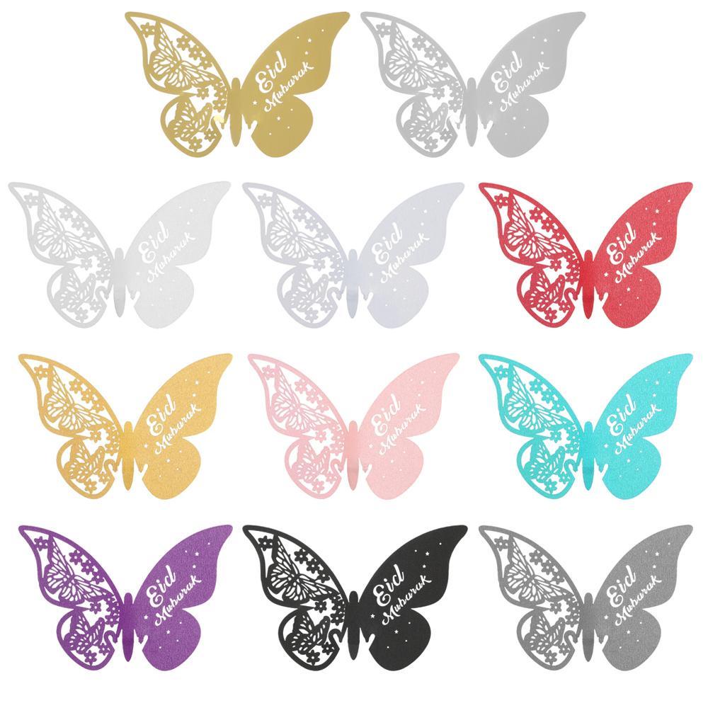 Solighter 25pcs Butterfly Cup Card Dekorasi Rumah Pesta Decor Ramadhan Kareem Stiker Dinding