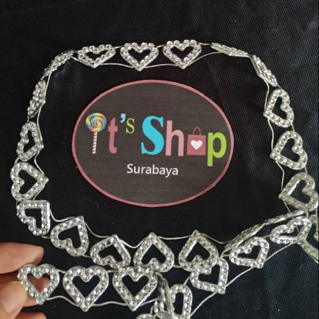 Aplikasi Baju meteran / Renda Silver plastik meteran / Kristal kopong meteran / Aksesoris Baju