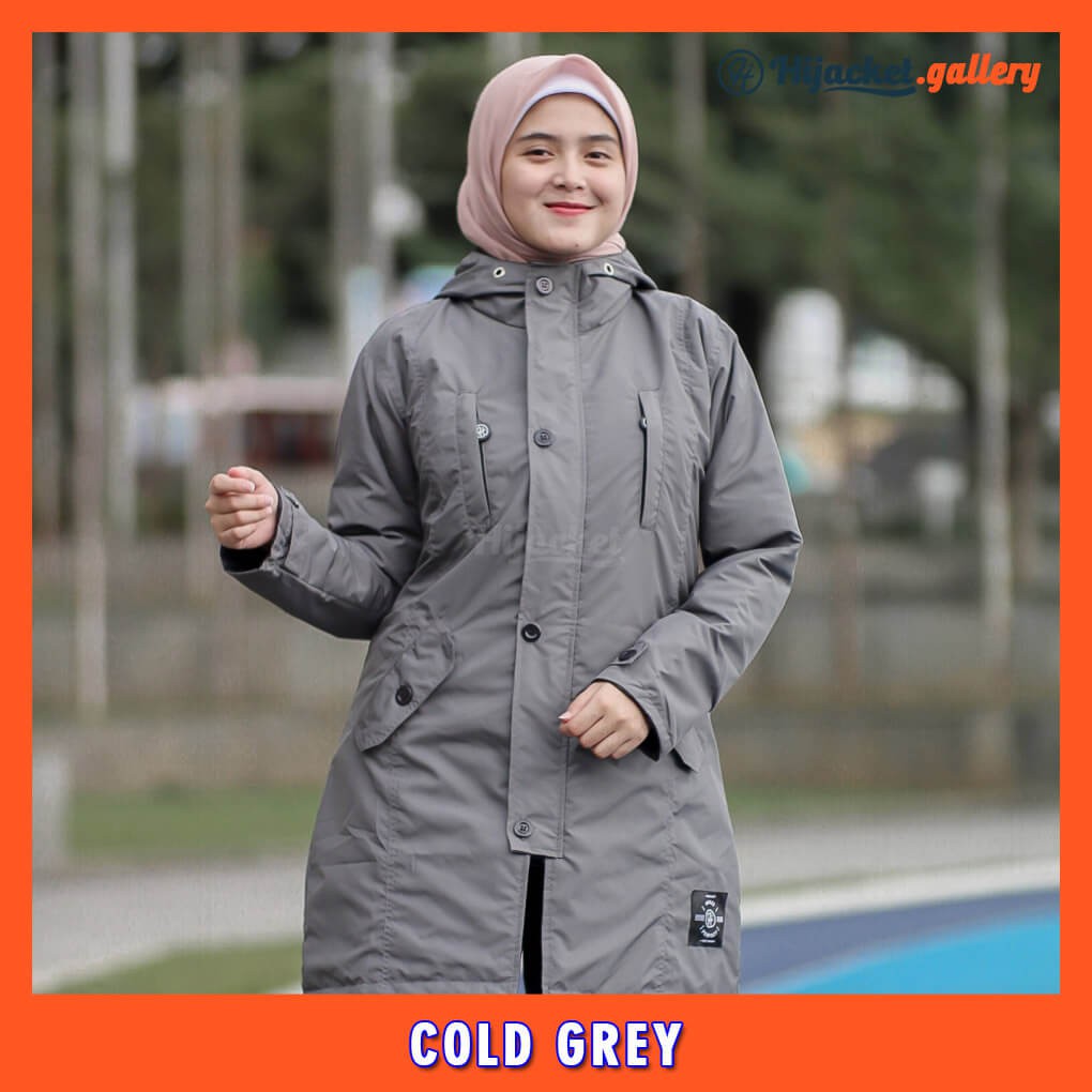 Hijacket Original Ixora Hijaket Jaket Jacket Wanita Muslimah Jaket Parka Parasut Cewek Jumbo Murah Terbaru Jaket Hijaber-COLDGREY