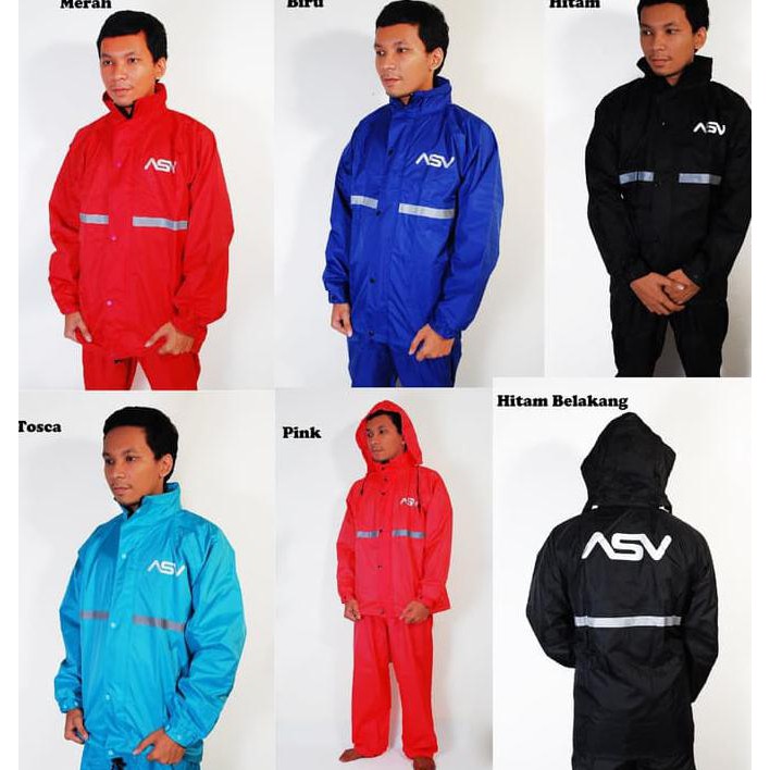 Jas Hujan ASV 3 Bahan Parasut Jaket Celana Hujan Motor Model Axio 2017 - Pink M