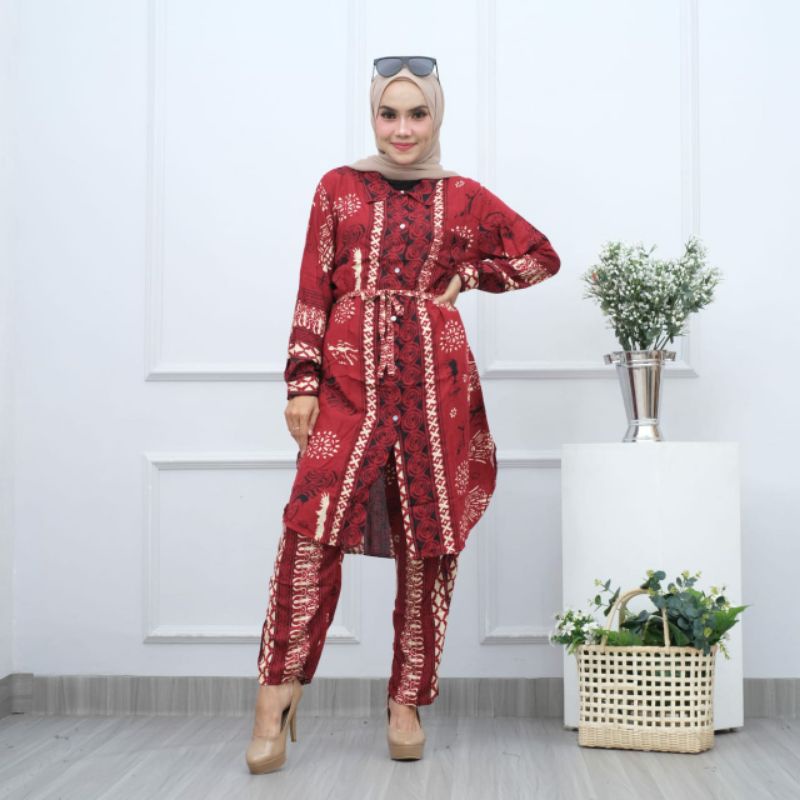 SET TUNIK RAYON-Set tunik motif-set tunik ld 110-set tunik busui-set tunik rayon murah