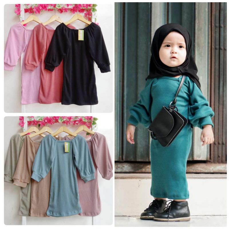 Baju Pesta Dress Anak Perempuan Kamila Lengan Panjang Balon Premium Usia 1 2 3 4 5 Tahun