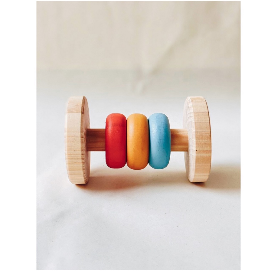 Letter in Pine Sensory Grasping Rattle Wooden Toy - Mainan Genggam Sensori Bola Rattling Toys Puzzle