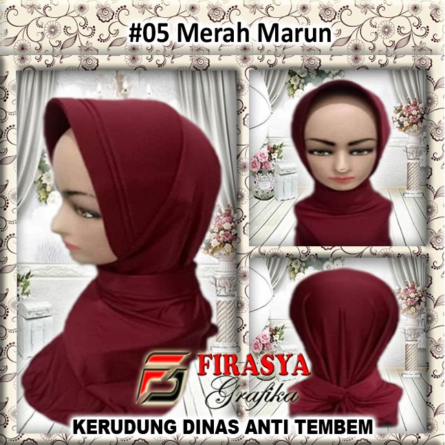 FGS - Jilbab Dinas PNS ANTI TEMBEM merah maroon hitam coklat polwan mustard navy biru dongker PNS di