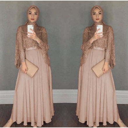 Baju Gamis Brukat Terbaru 2021 Gaun Pesta Wanita Remaja Dewasa Model kekinian Kondangan Nikahan Simp