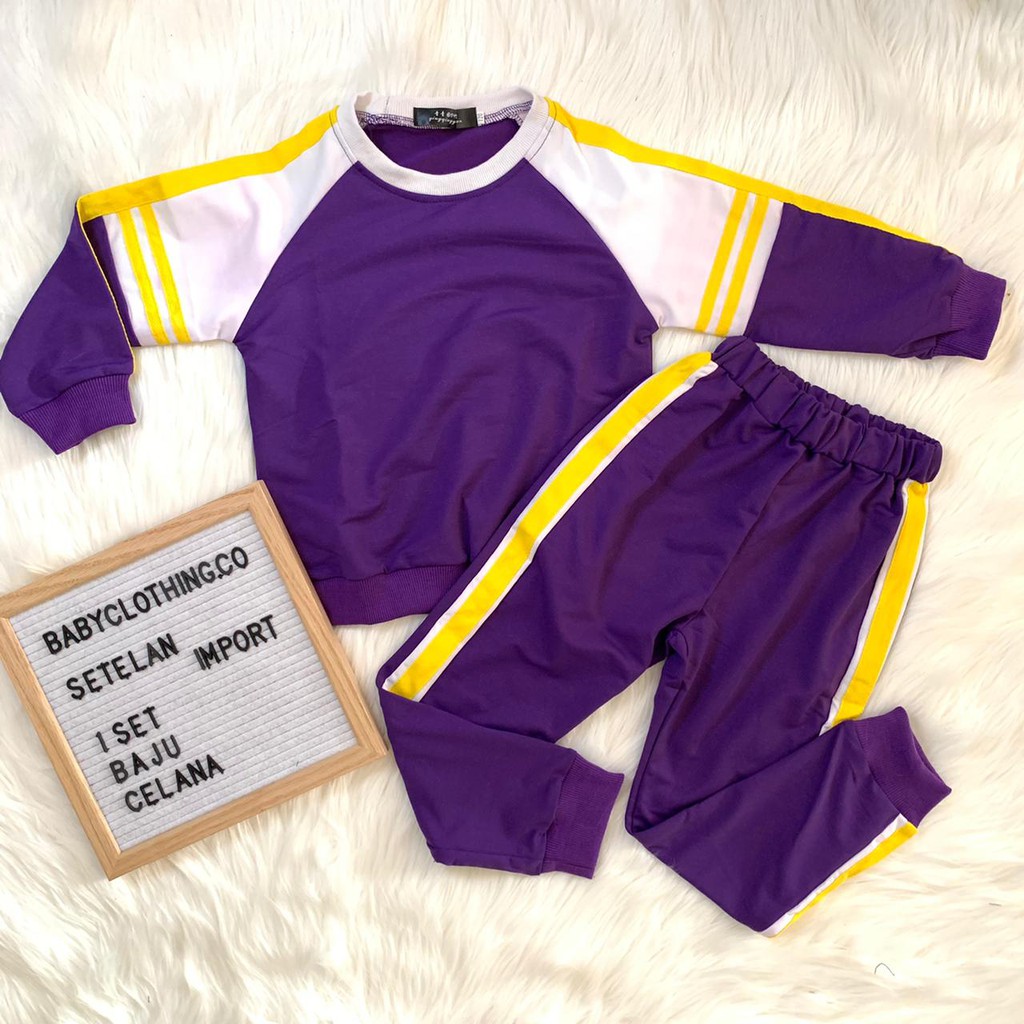 Baju setelan training sweater celana panjang bahan premium anak cewek cowok kekinian -STO 1035