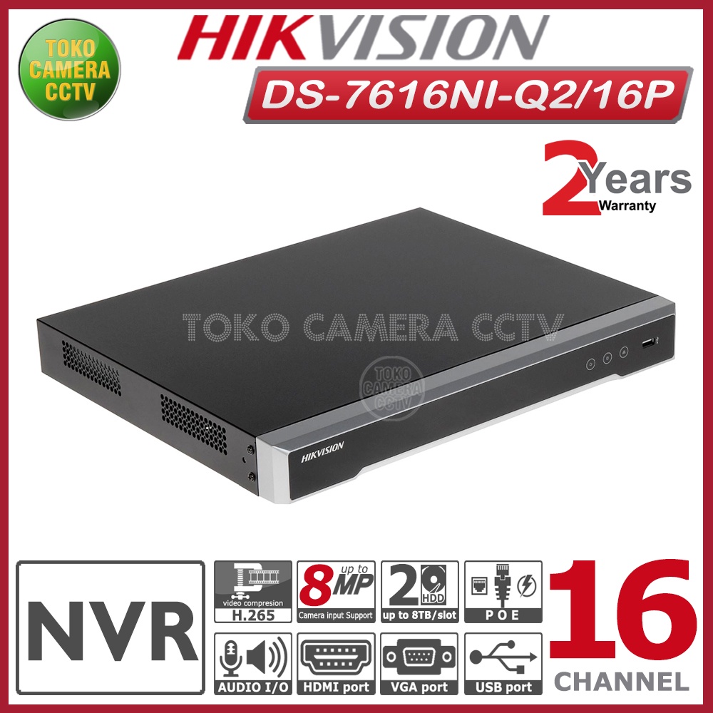 NVR 16 CHANNEL HIKVISION DS-7616NI-Q2-16P POE