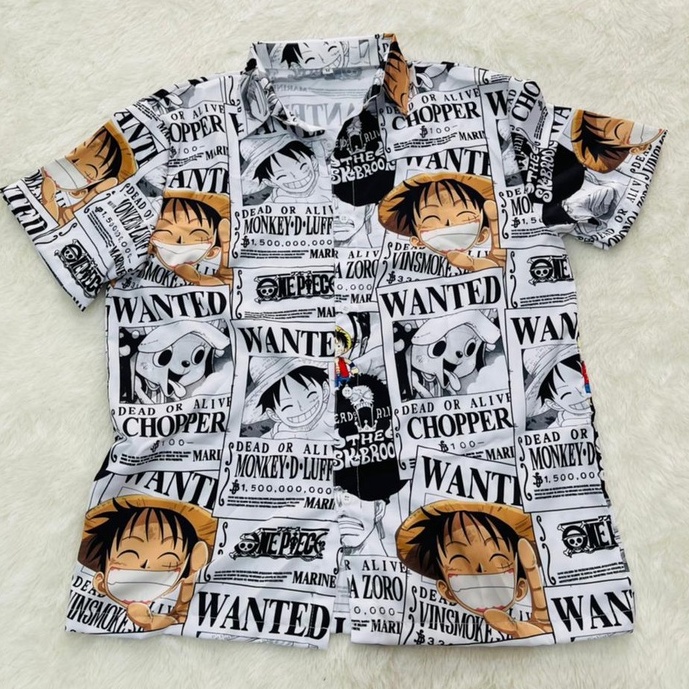 Kemeja Onepiece Wanted Fullprint Anime Manga Premium Unisex