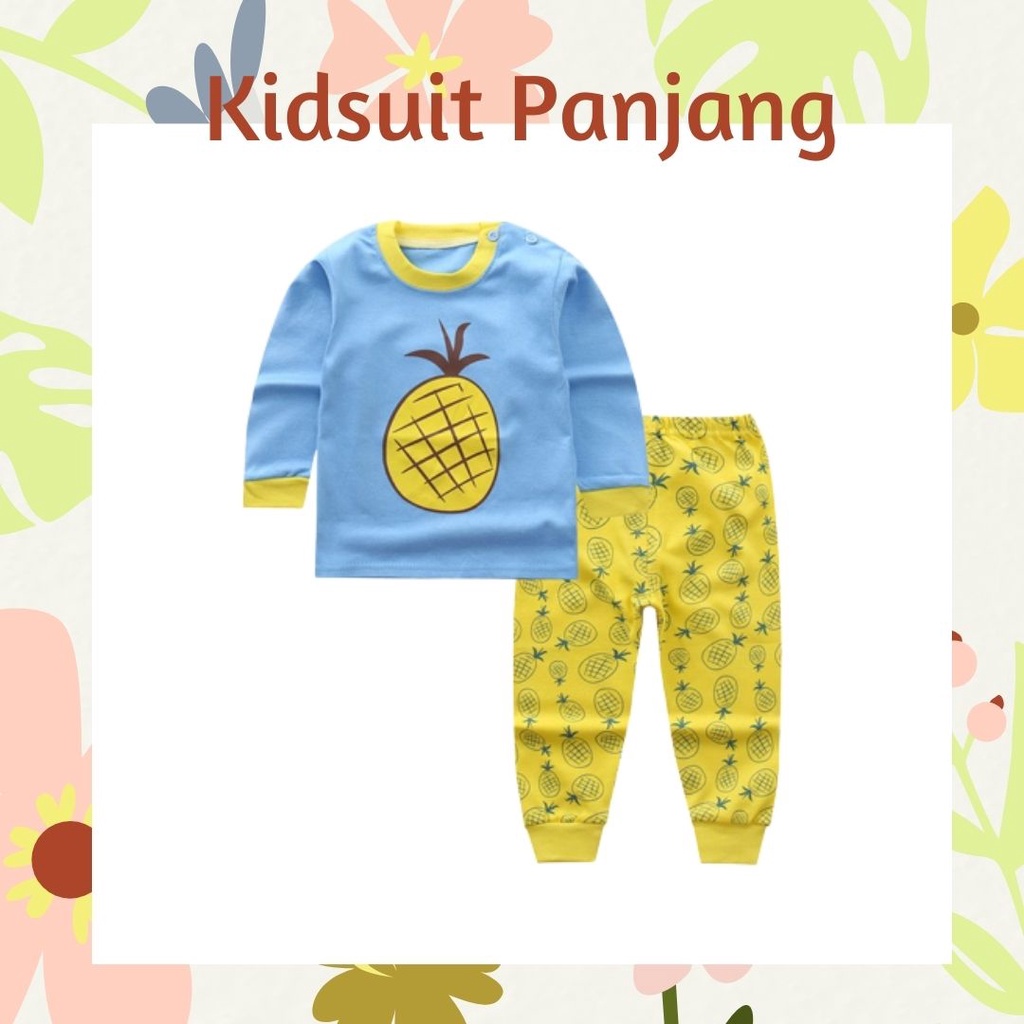 Plazababyku KIDS SUIT PIYAMA PANJANG Setelan Anak Bahan Kaos Celana Berkualitas Import cewek H1A