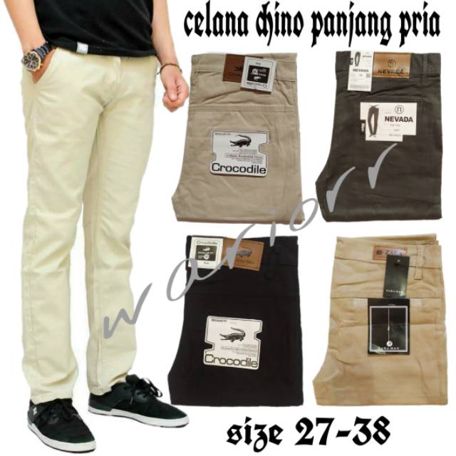 CELANA Pria SLIMFIT Panjang chino KERJA HARIAN HITAM MOCCA ABU GREY KREAM CREAM Sz