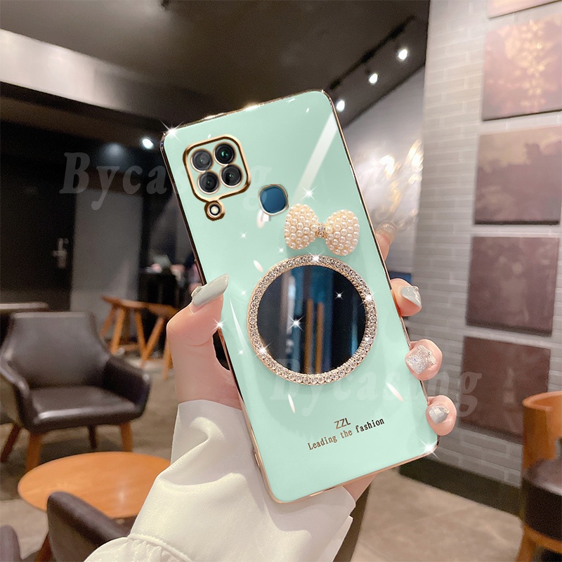 Casing Soft Case OPPO Reno 7 6Z 5G 5 3 2F A31 A91 F11 F9 A83 Aksen Pita + Mutiara