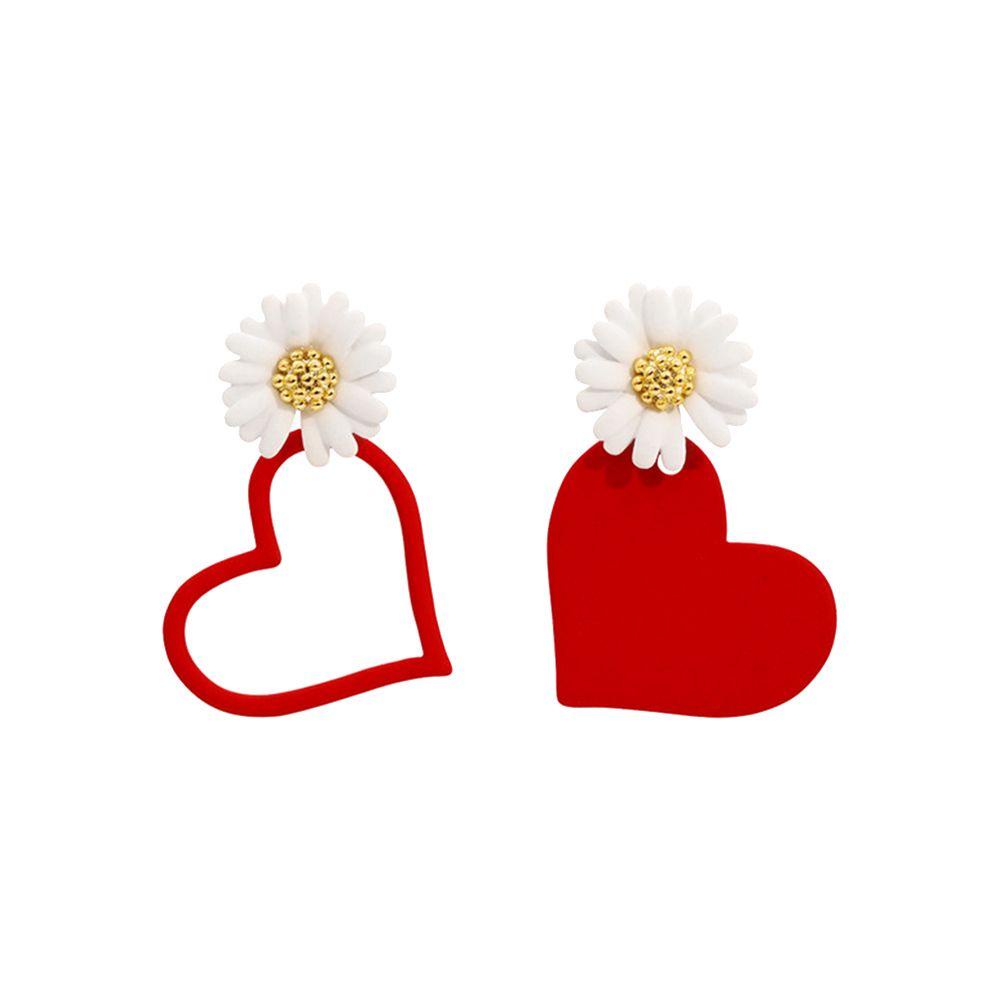 Anting Bunga LILY Daisy Wanita Merah Kuning Fashion Perhiasan Manis Ear Stud