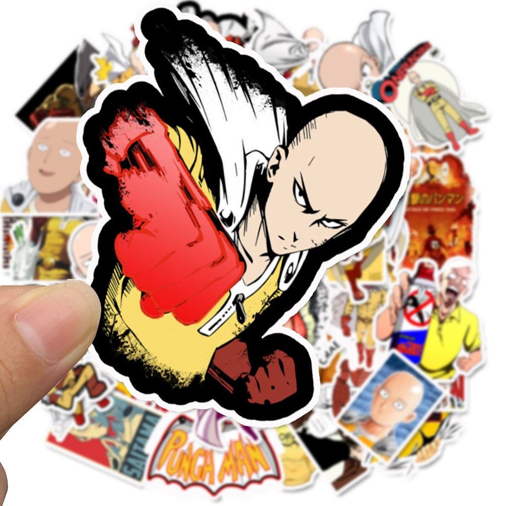 49pcs Japanese Anime ONE PUNCH-MAN Pvc Waterproof Sticker For Luggage Car Laptop Bicycle Motorcycle  Laptop Toys Stickers