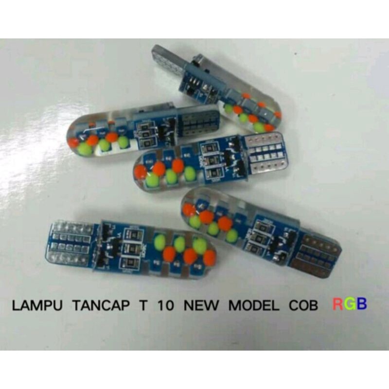 Lampu led senja jelly cob strobo T10 DC 12-24V mobil motor nyala flash RGB