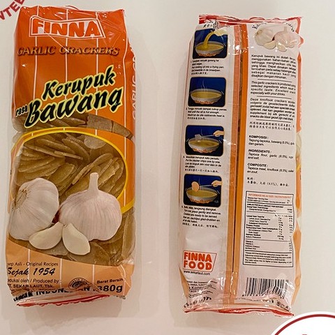 

TERBARU Finna kerupuk bawang 380 gr garlic crackers 380gr krupuk bawang putih