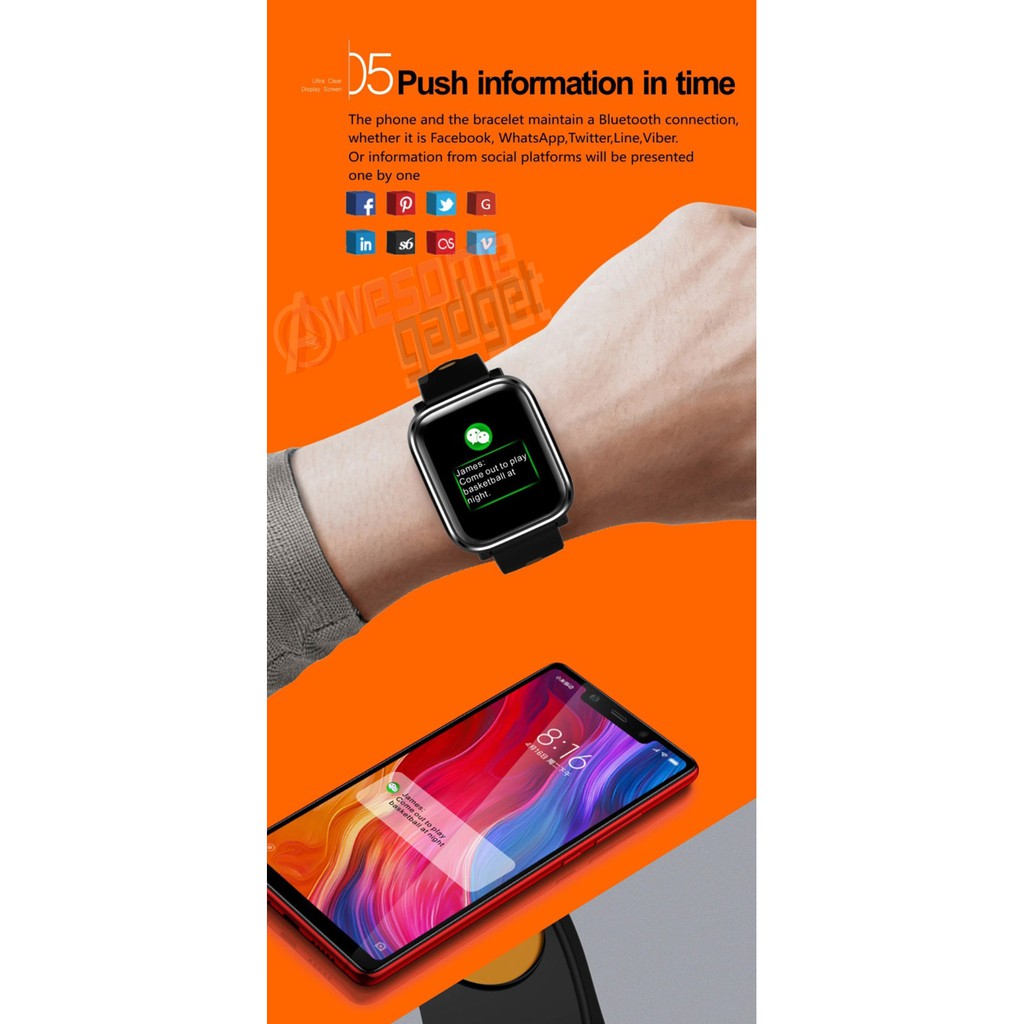 Q58  Bluetooth Smartwatch Inteligent Bracelet Fitness Tracker