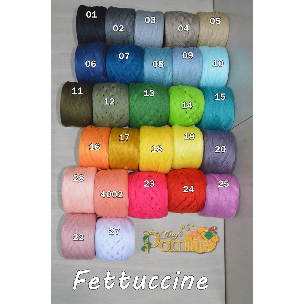 Benang Rajut Fettuccine / Fettuccine Yarn / Benang Rajut Pita Pipih / Ribbon Yarn Crochet