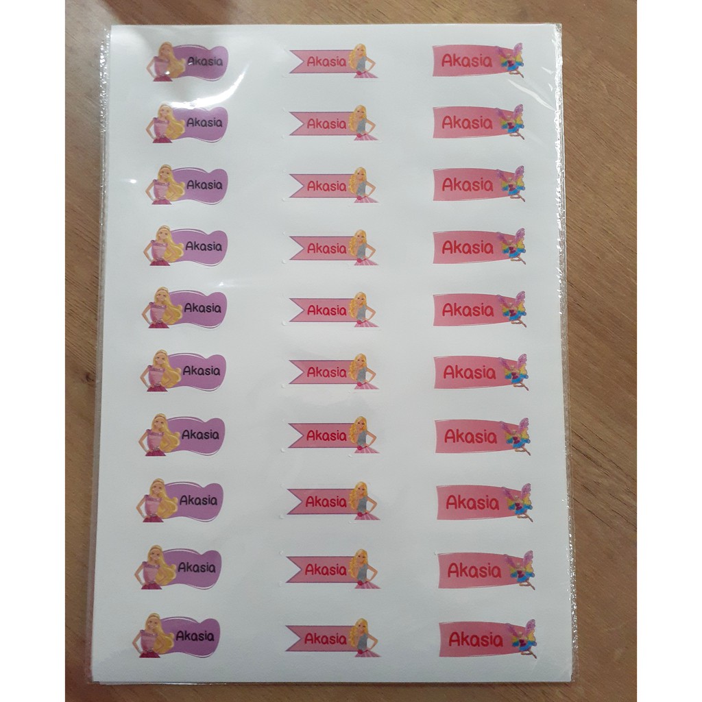 

192pcs Stiker Label Nama Lucu Kekinian Tahan Air & Anti Luntur untuk Anak Perempuan Tema Barbie