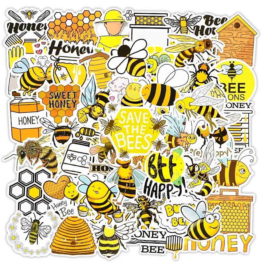 

50 pcs Cute Bee Sticker Toys for Kids Gift Cartoon Honey Insect Animal