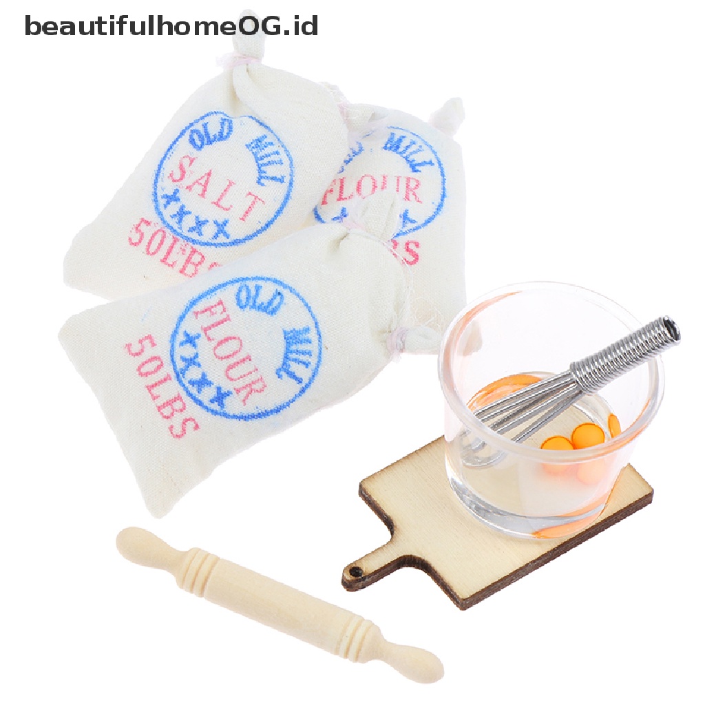 Mainan Miniatur Kantong Tepung / Telur / Garam Skala 1: 12 Untuk Aksesoris Rumah Boneka