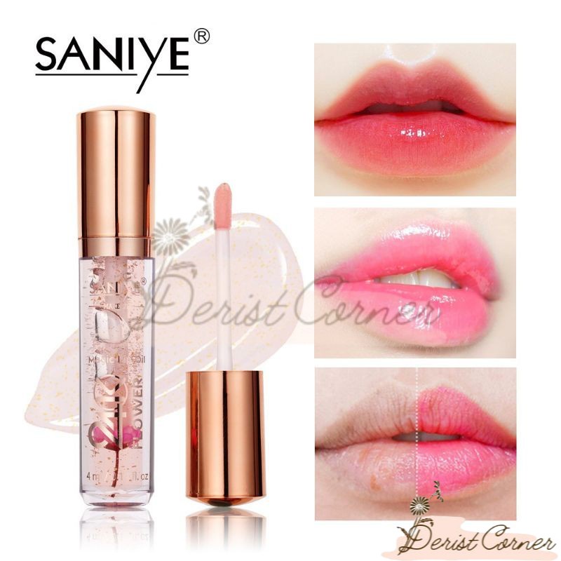 SANIYE 24K Luxury Gold Flower Magic Lip Oil / Lipgloss / Pelembab Bibir