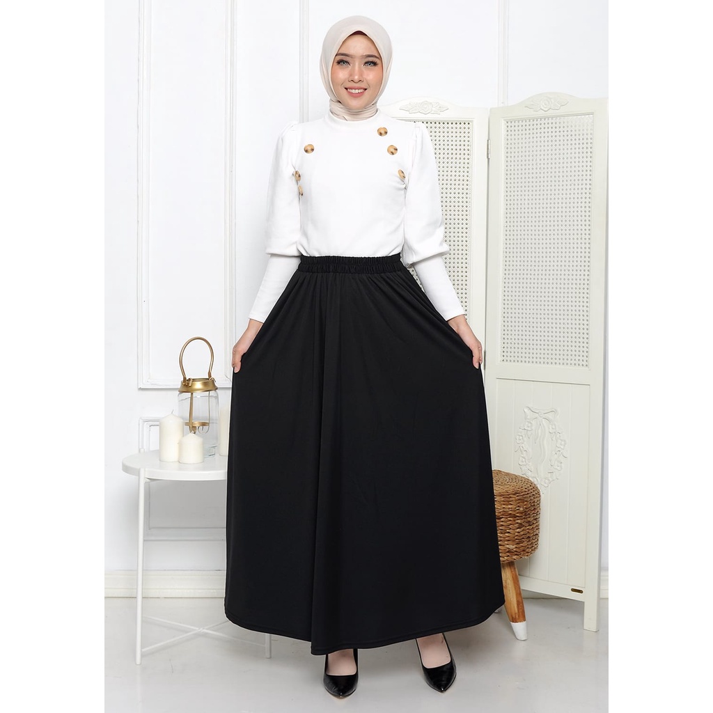 ROK PAYUNG PANJANG WANITA L/XL-XXL//ROK POLOS LEBAR