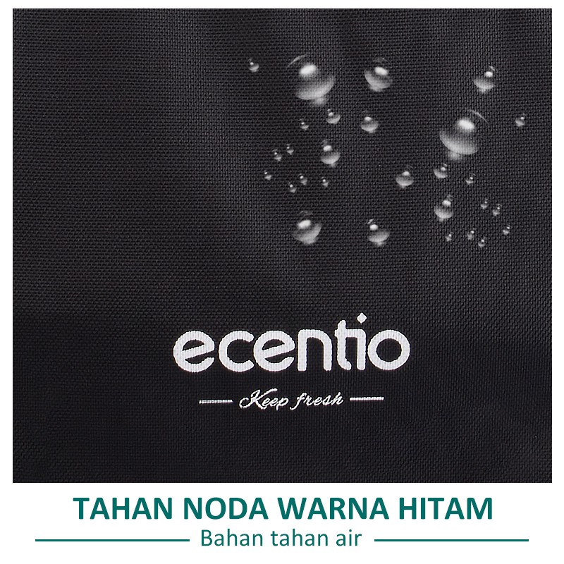 ecentio &amp; FOODI insulated Lunch Bag cooler/tas tote alumunium foil besar hitam/ tas bekal makanan/tas kotak makan siang portabel/hitam/gaya sederhana polos