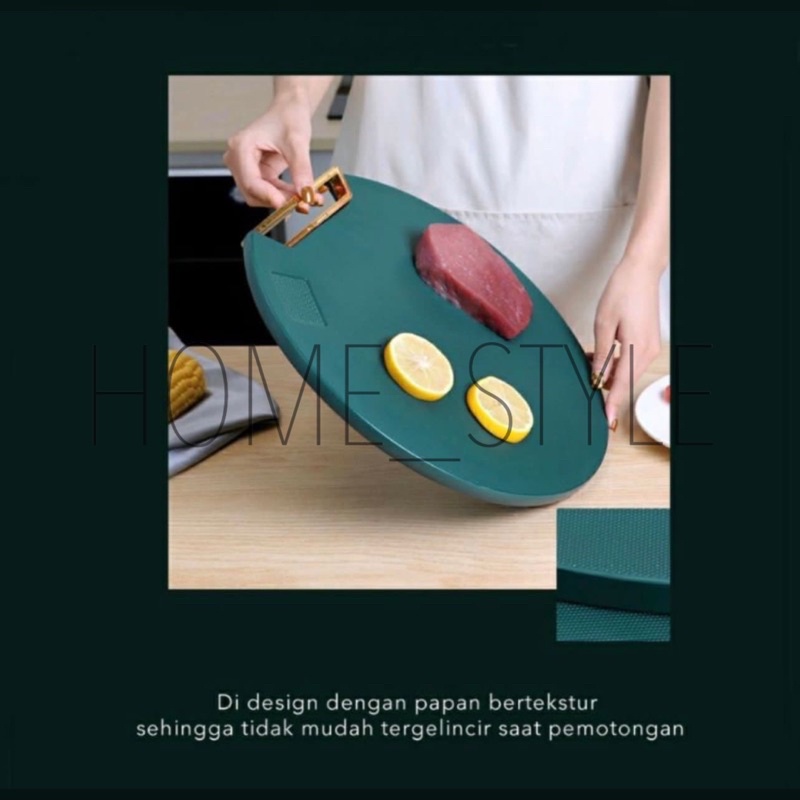 TALENAN BULAT 2in1 ANTI JAMUR ANTI SLIP / CUTTING BOARD PREMIUM BAHAN PE 0131