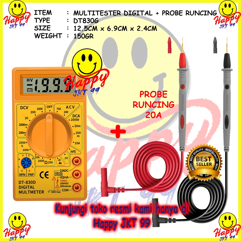 [ HAPPY JKT 99 ] MULTITESTER MULTIMETER AVOMETER TESTER DT830G DT-830G ORIGINAL