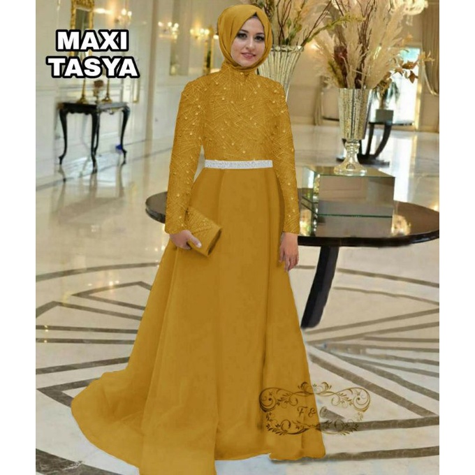 MAXY TASYA MOM FASHION PAKAIAN MUSLIM WANITA DRESS GAMIS MAXI BAHAN TILE FEHM