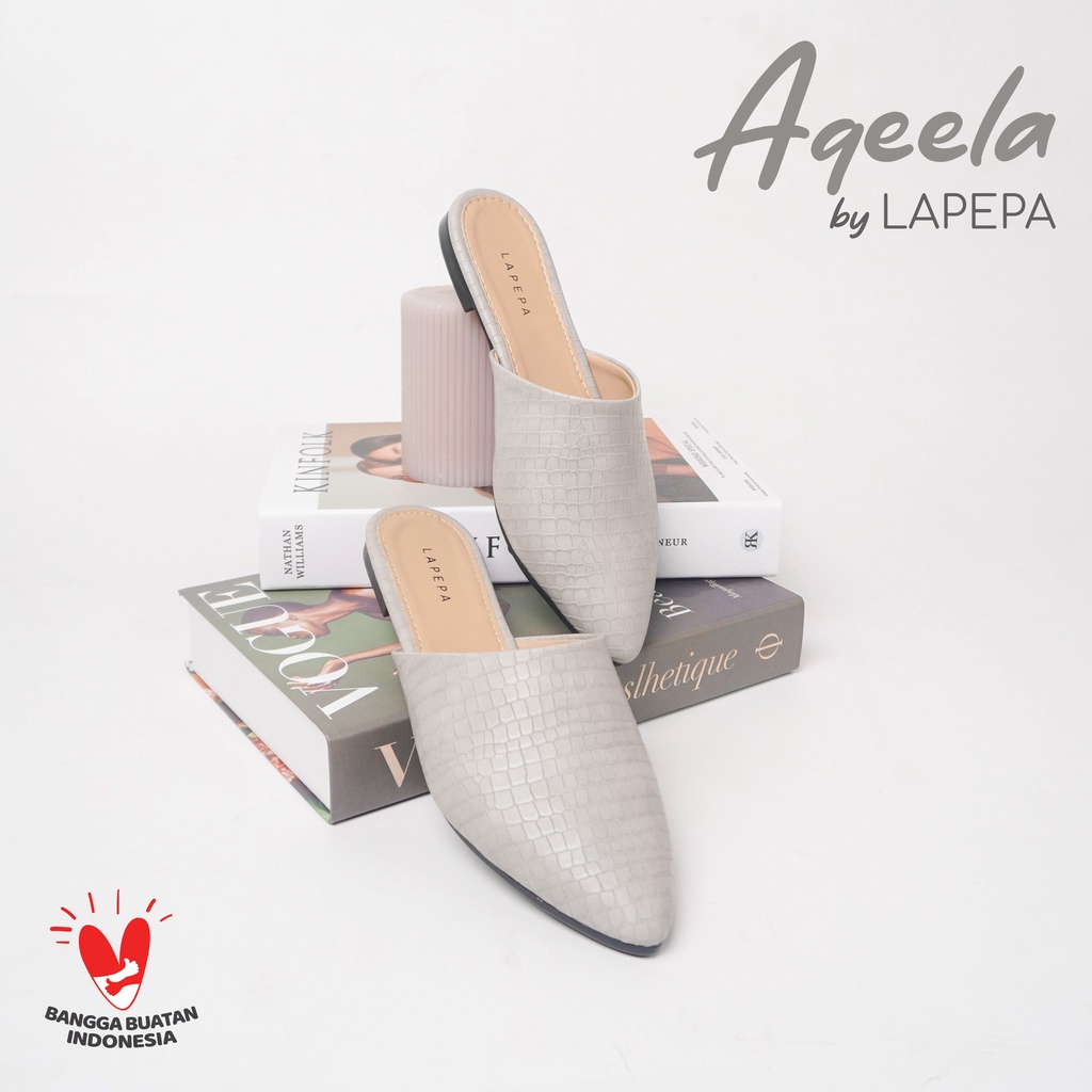 AVLINSTORE - tipe AQEELA Sepatu Sandal Wanita Slip On Mules Casual Sendal Slop Teplek Flat Ujung Lancip Tertutup Anti Licin Empuk Motif