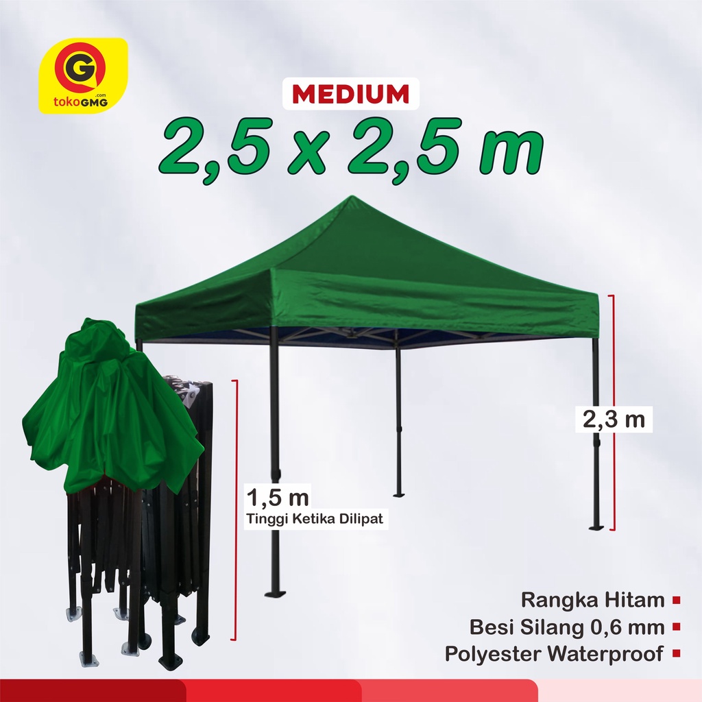 Tenda Lipat 2,5 x 2,5 m Medium - Tenda Matic - Folding Tend 2,5 x 2,5