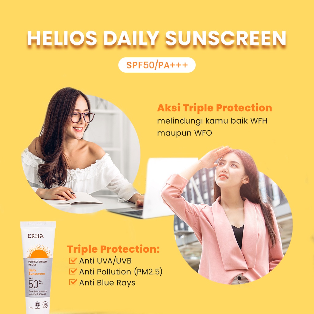 ERHA Sunscreen Sunblock PERFECT SHIELD HELIOS SPF 50/PA+++ Daily Use / Tabir Surya