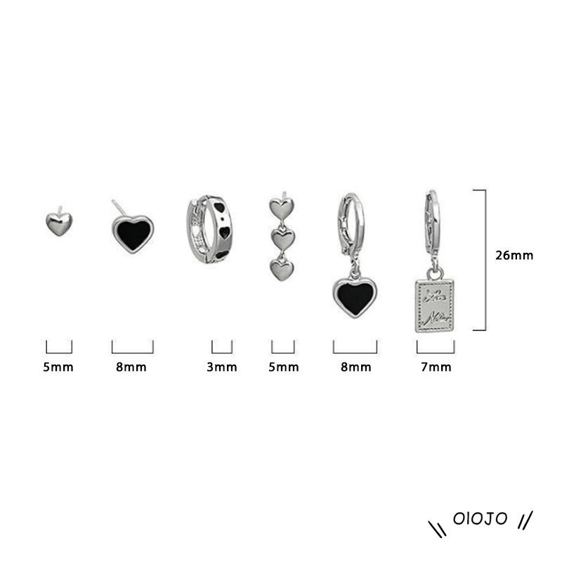 【COD】6pcs Anting Tusuk Silver Bentuk Hati Untuk Wanita ol2